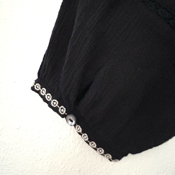 Garnet Hill Embroidered Tunic Top Blouse Boho Cotton Crinkle Gauze Size Medium - Picture 4 of 10